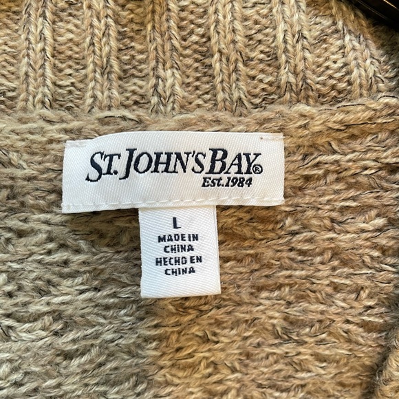 St John’s Bay short sleeve open front cardigan sweater size Large in marled tans - Picture 5 of 6